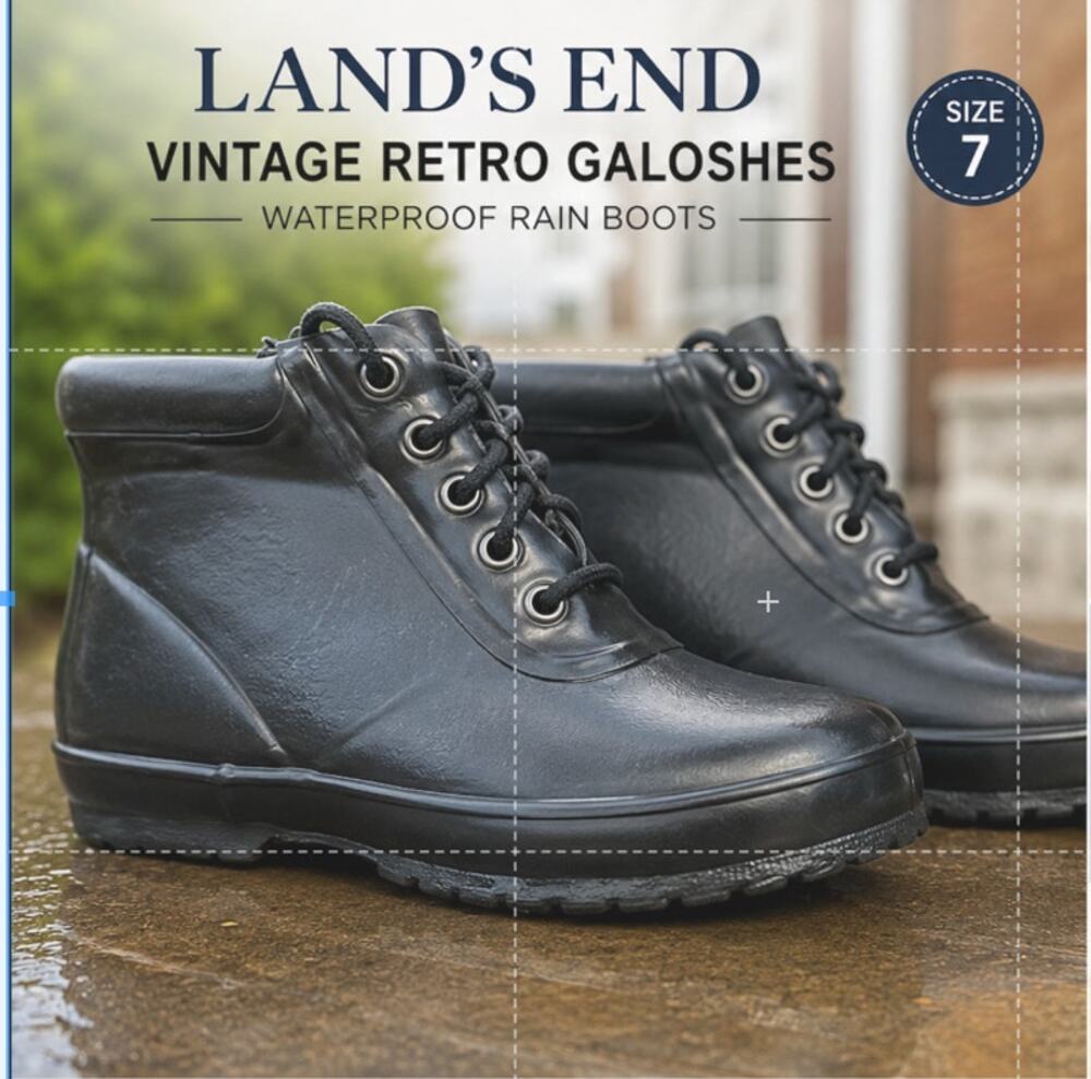 Land's End Vintage Waterproof Rubber Rain Boots Women's Size 7